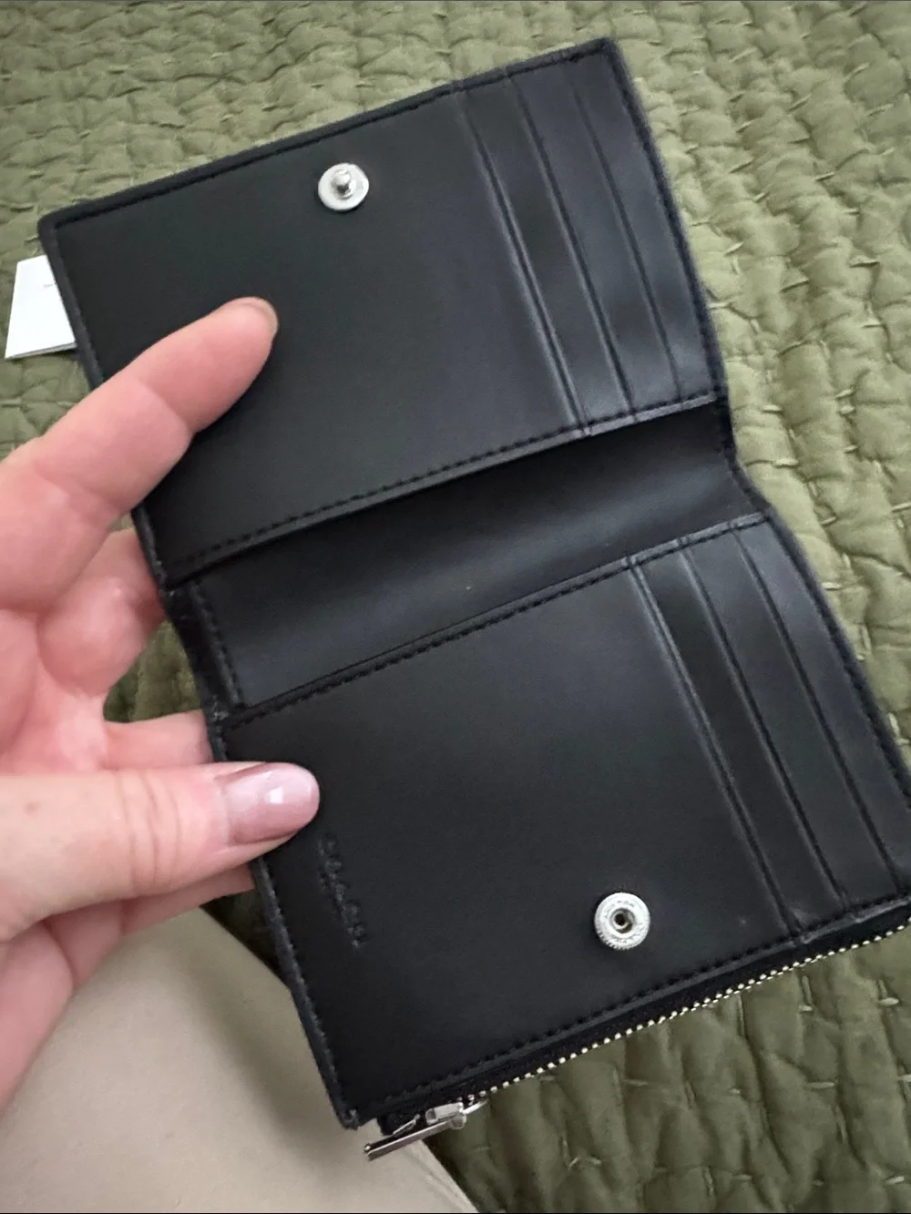 Coach Black Pebbled Leather Bi-fold Zip Wallet